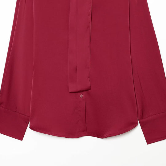 Damen Seidenähnliche Bluse mit Bindeschleife, Oversize-Schnitt und verdeckter Knopfleiste Shop Nory