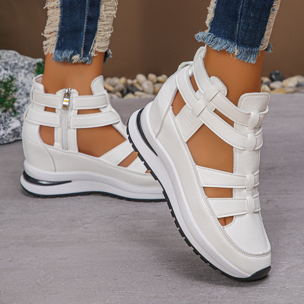 Damen Wedge-Sneaker mit verstellbaren Riemen und atmungsaktiver Sohle
