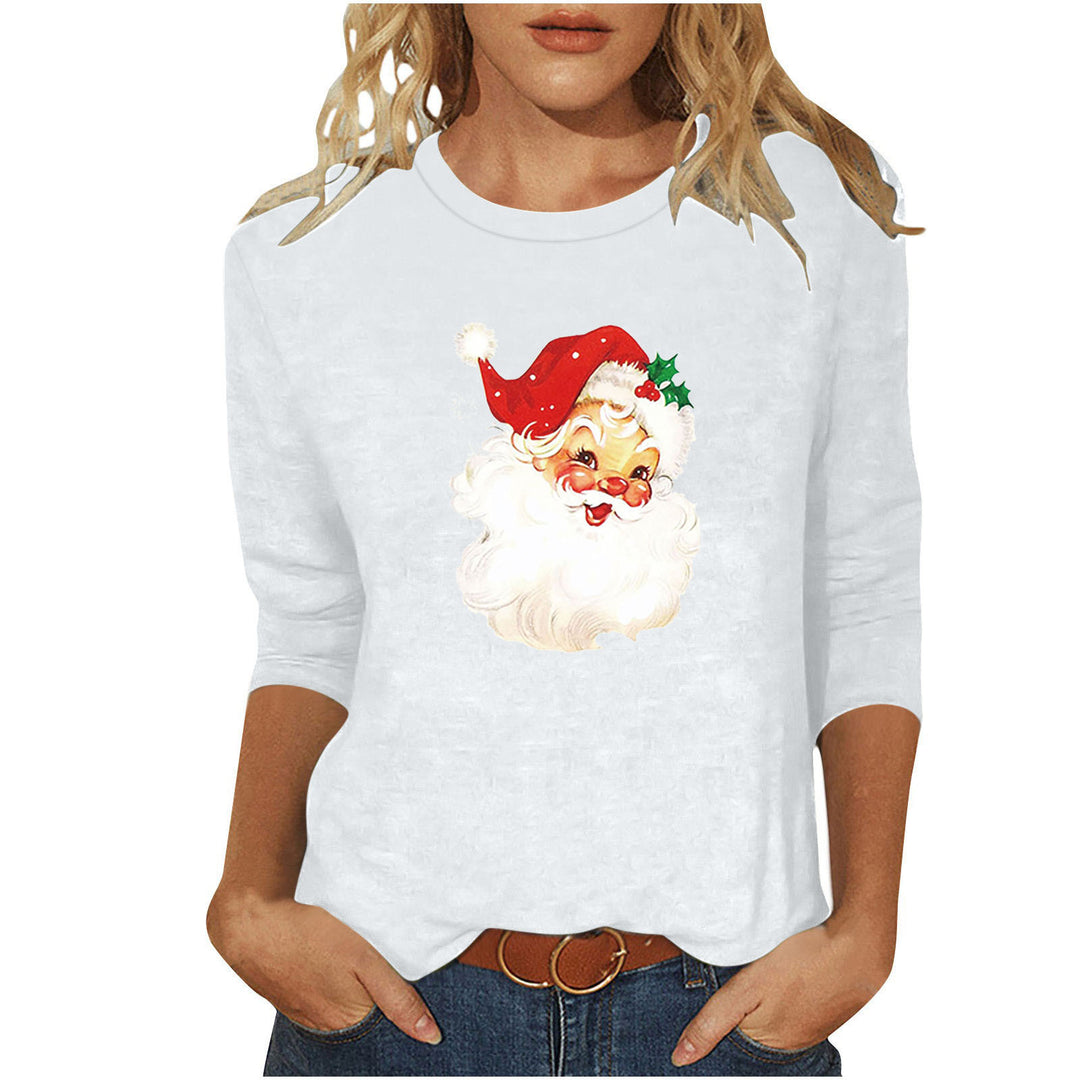 Damen nan lässiges Sweatshirt mit nostalgischem Weihnachtsmannprint und dreiviertelärmeln Shop Nory