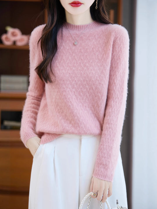 Damen Weicher Feinstrick‑Pullover mit kurzem Mockneck, leichter Mohair‑Optik und entspannter Silhouette Shop Nory