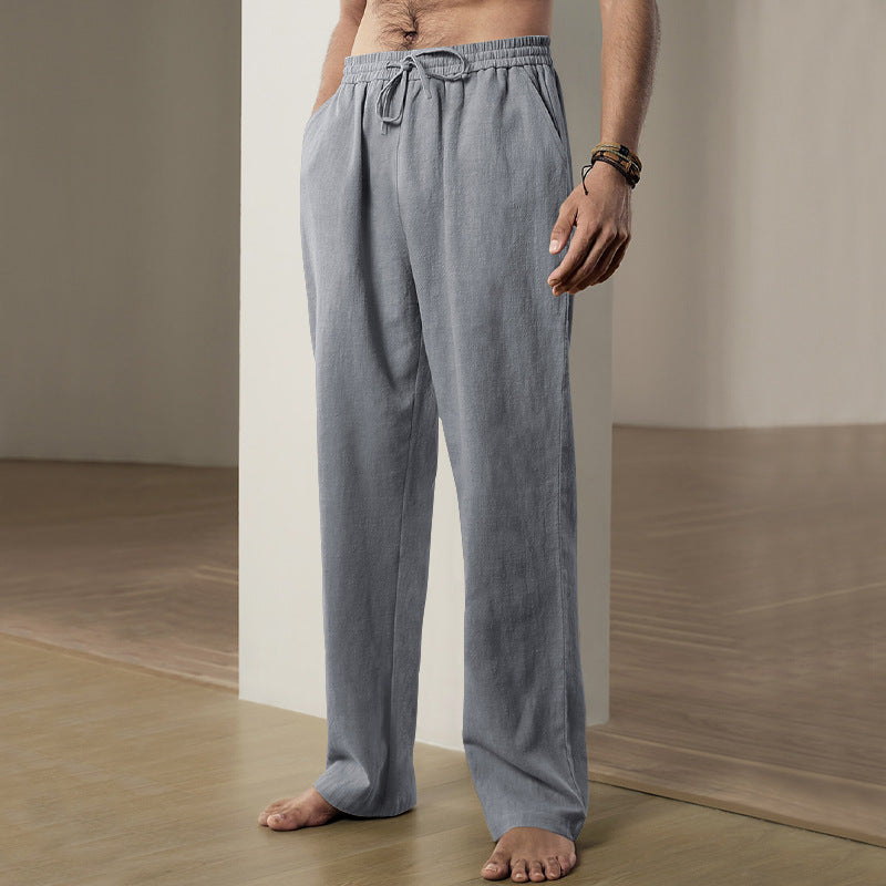 Herren nan leichte Relaxhose aus Leinenmix mit elastischem Tunnelzugbund und geradem Bein Shop Nory