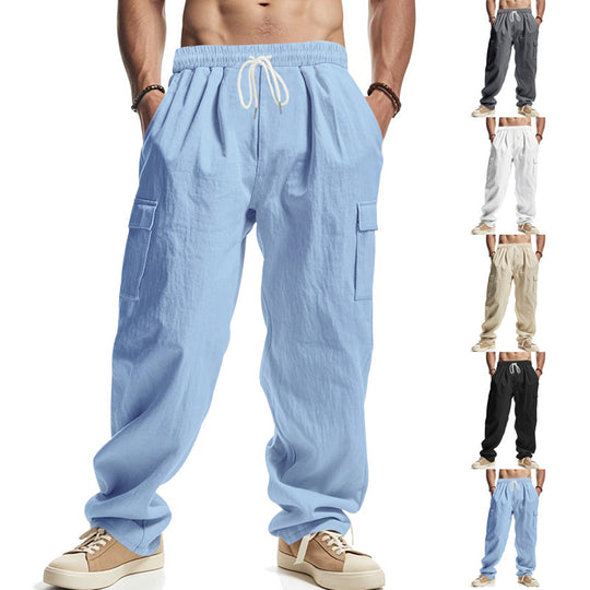 Herren nan lockere Cargo-Freizeithose mit elastischem Tunnelzugbund und mehreren Taschen Shop Nory