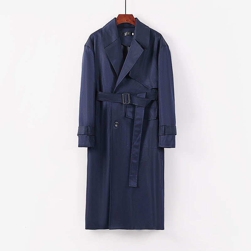 Damen Langer taillierter Trenchcoat mit Bindegürtel und weitem Schalkragen Shop Nory