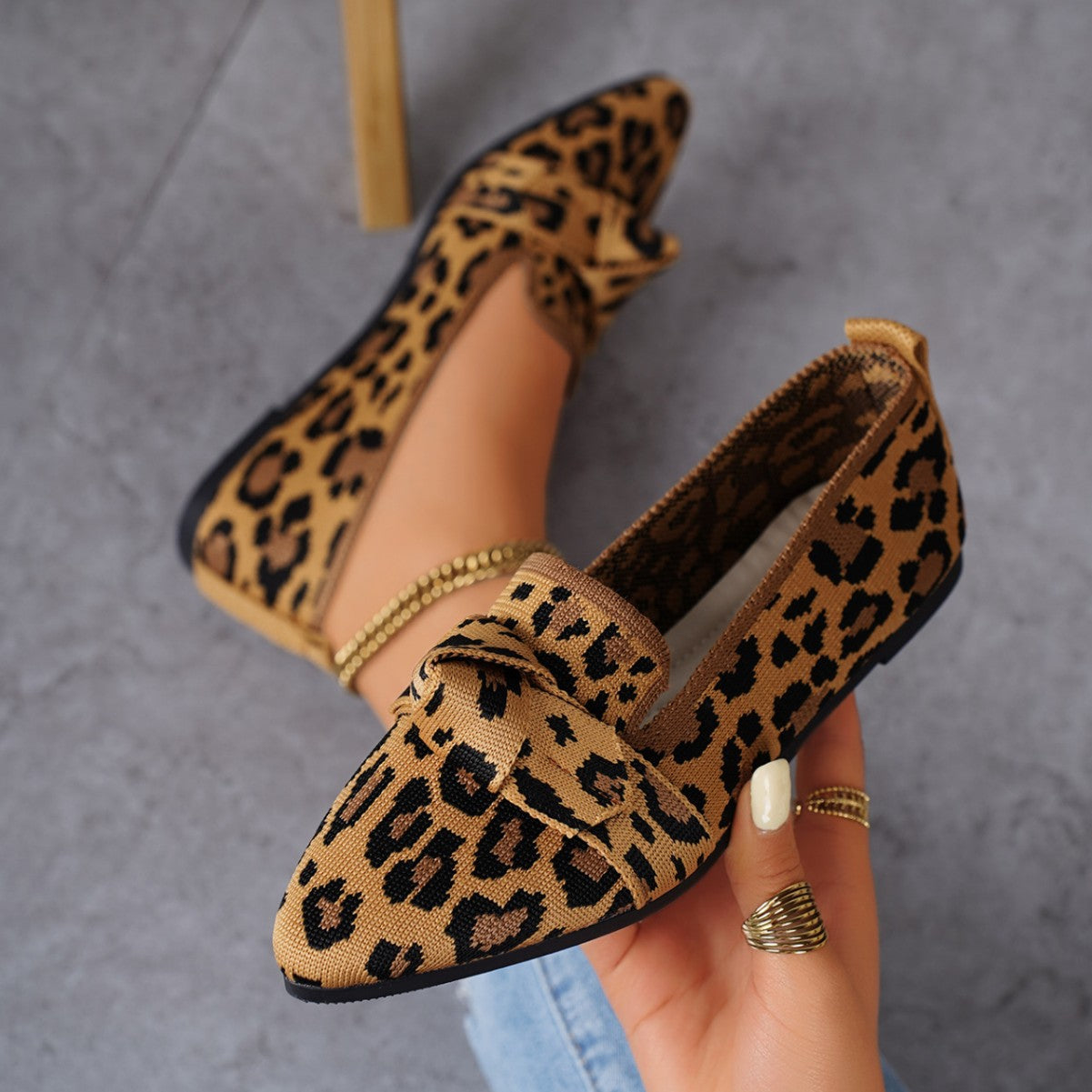 Damen Ballerinas mit modischem Streifendesign und charmantem Schleifenakzent Shopnory