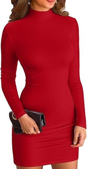 Damen Figurbetontes Rollkragen‑Minikleid aus Stretch‑Jersey mit Langarm Shop Nory