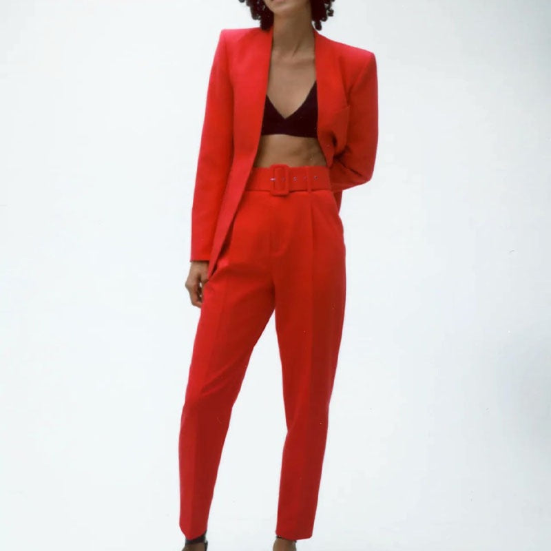 Damen Taillierter Blazer ohne Revers mit offener Front und Paspeltaschen Shop Nory