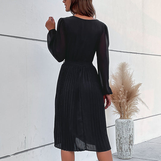 Damen Plissiertes Wickelkleid mit Gürtel