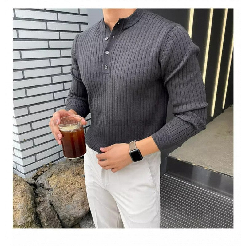 Herren Modisches Langarm-Rippstrickshirt Shop Nory