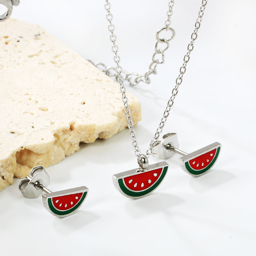Damen Schmuckset mit Wassermelonen-Anhängermotiv Shop Nory