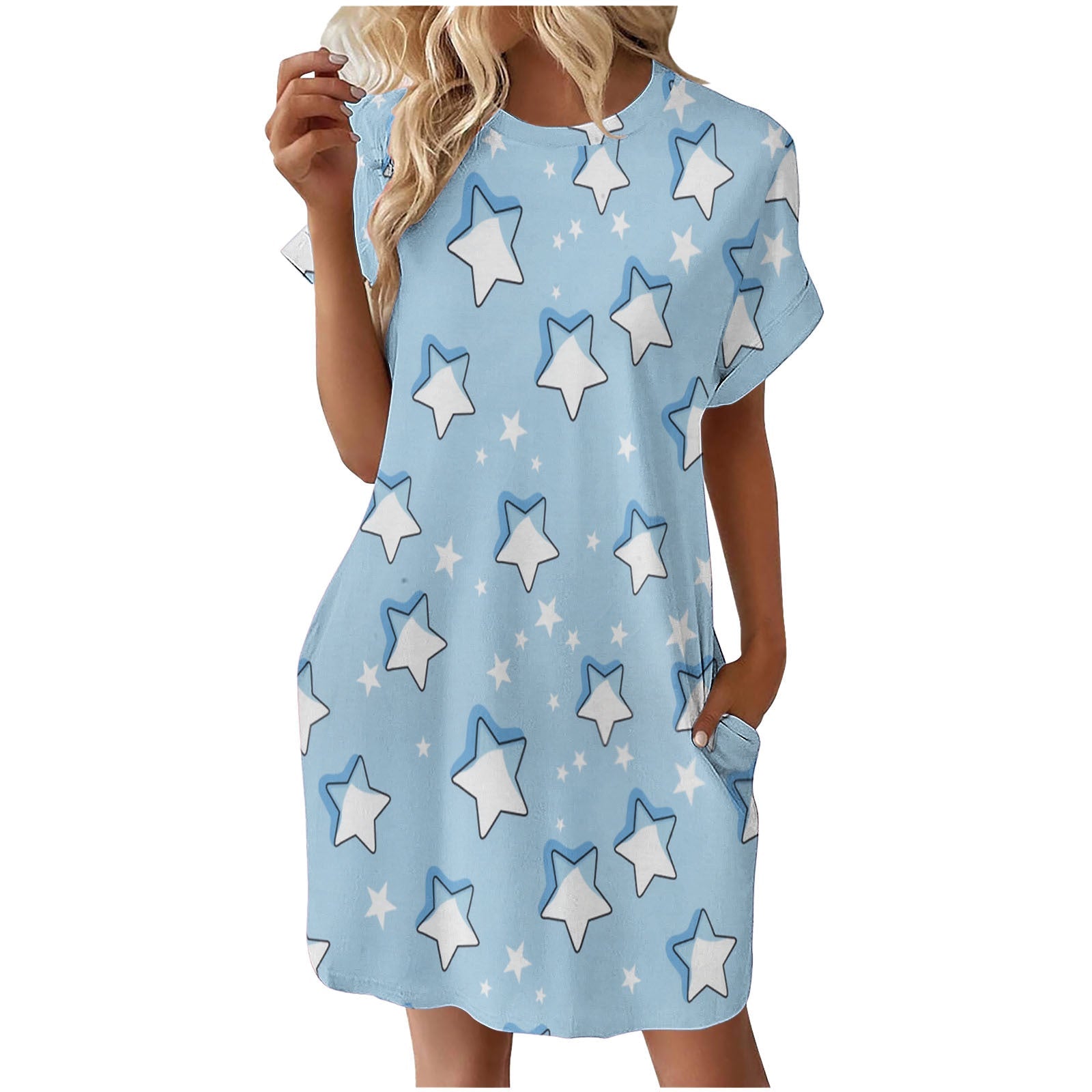 Damen lässiges Sommerkleid mit Blumenmuster und praktischen Taschen