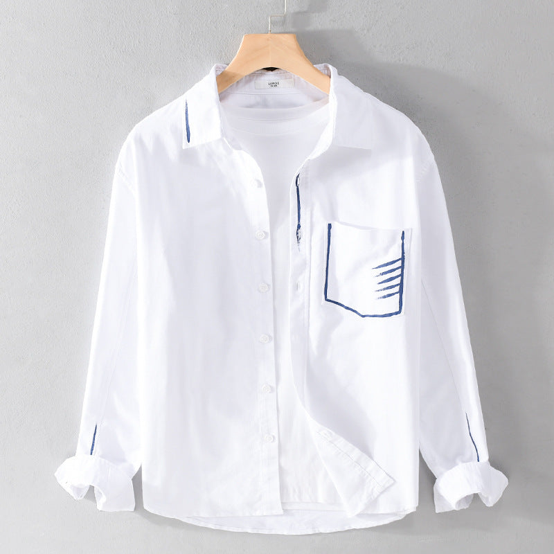 Herren Leichtes Baumwoll-Overshirt mit Kontrastnaht und aufgesetzter Brusttasche Shop Nory