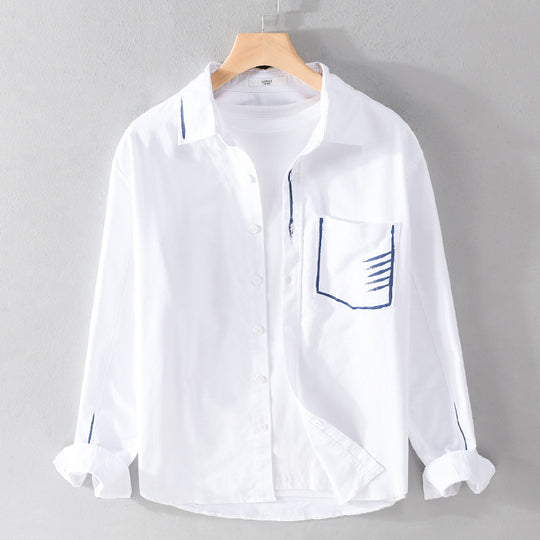 Herren Leichtes Baumwoll-Overshirt mit Kontrastnaht und aufgesetzter Brusttasche Shop Nory