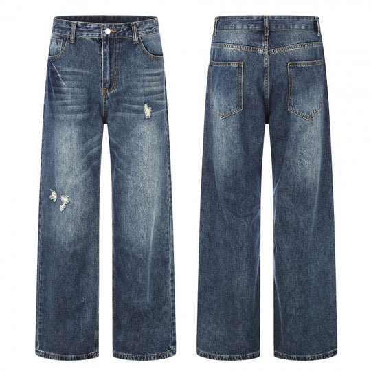 Damen Highwaist-Jeans im Wide-Leg-Schnitt mit Used- und Destroyed-Details Shop Nory