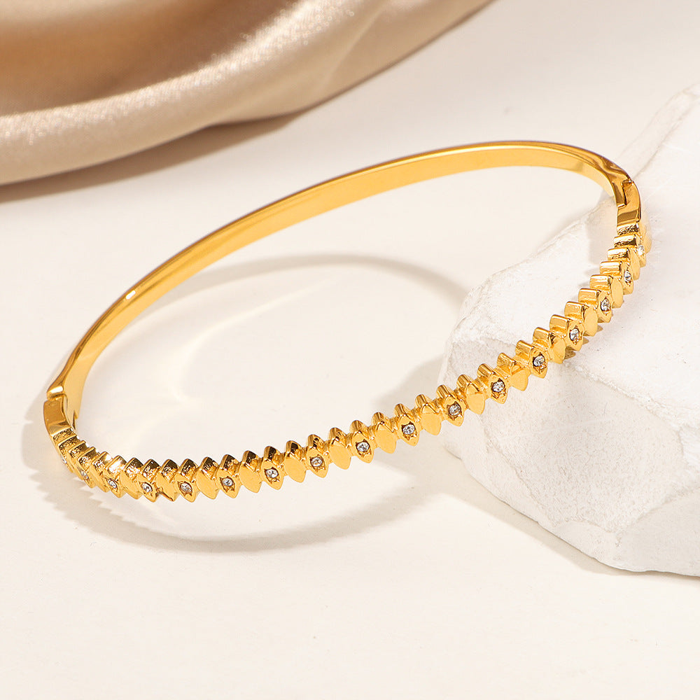 Damen Kristallverzierte Gold Armreif Bracelet Shop Nory