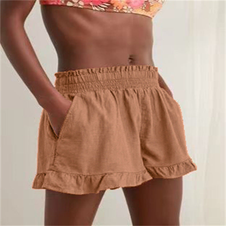 Damen Lockere Shorts mit Volant und Taschen