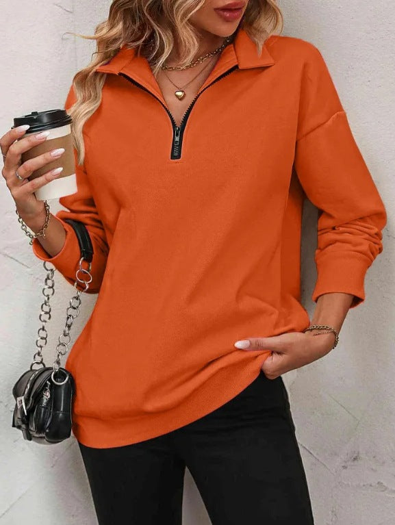 Damen Sweatshirt mit halbem Reißverschluss
