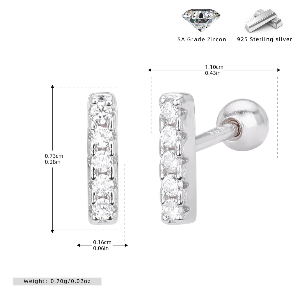 Damen Ohrstecker mit funkelnden Zirkon-Elementen in edler 925er Sterling Silber-Fassung Shop Nory