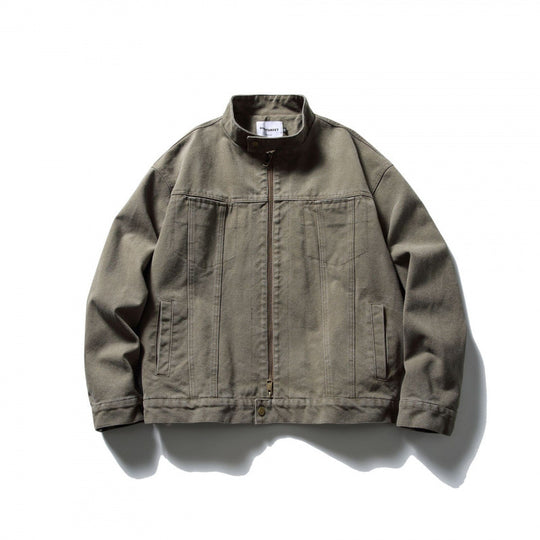 Herren Boxy Canvas-Jacke mit Stehkragen, Reißverschluss und Nahtpaneelen Shop Nory