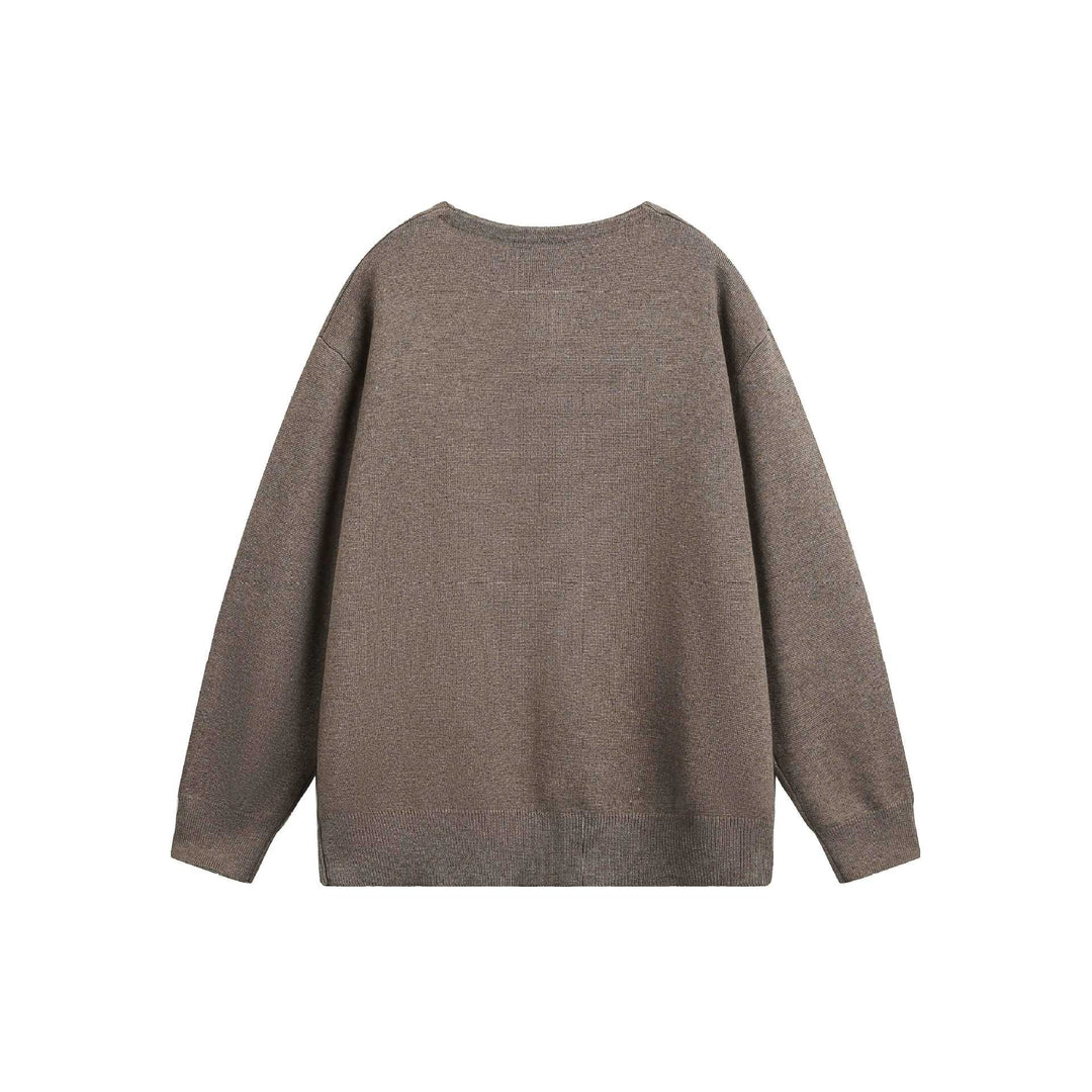 Damen Oversize-Strickpullover mit Knopfdetail am Rundhalsausschnitt Shop Nory