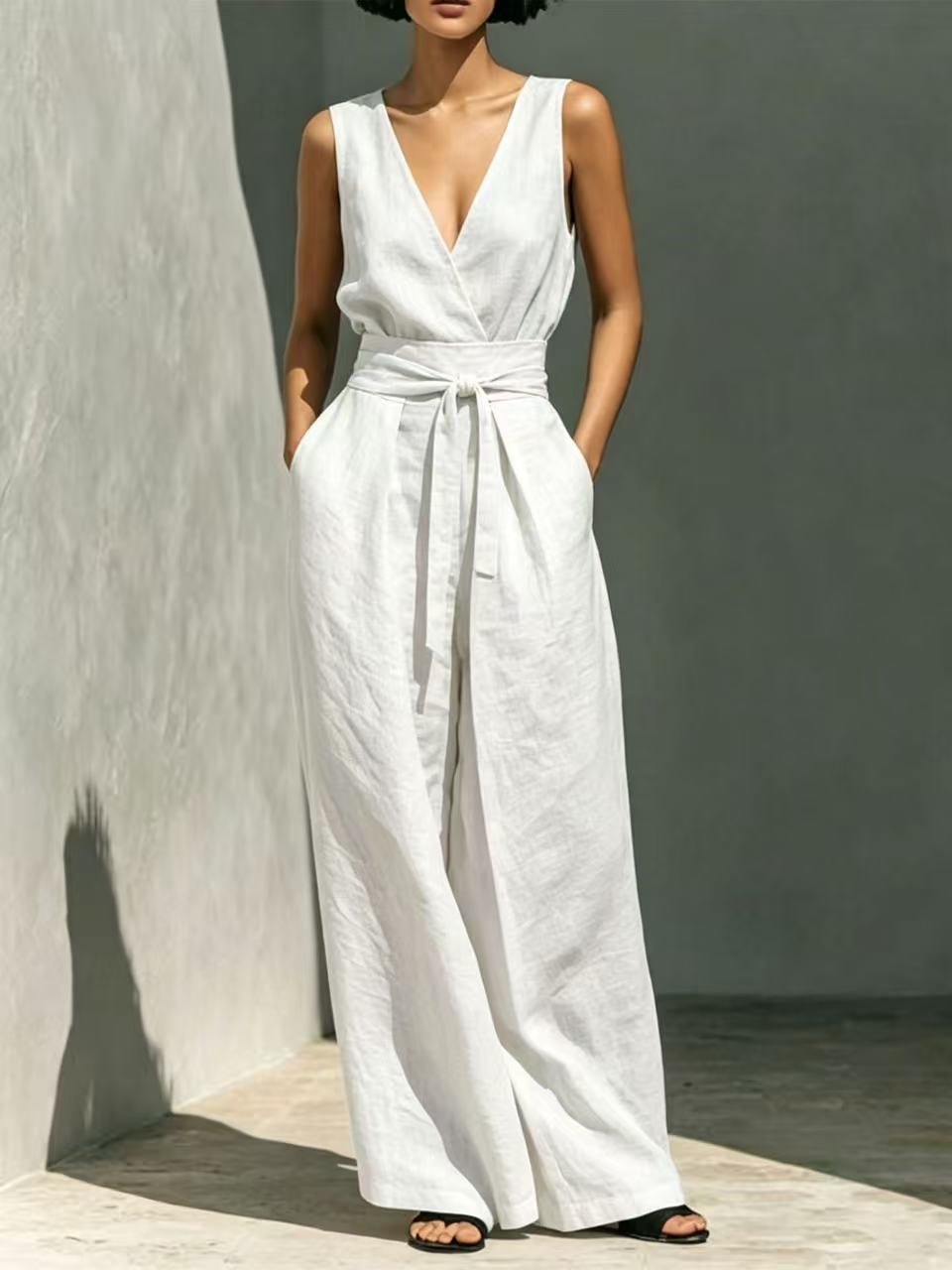 Damen Jumpsuit Spitze V-Ausschnitt