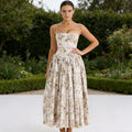 Damen Elegantes Maxikleid mit floralem Muster und schulterfreiem Design