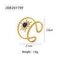 Damen Offener Ring mit filigranem Sonnenmotiv und hypnotisierenden Edelsteinen Shop Nory