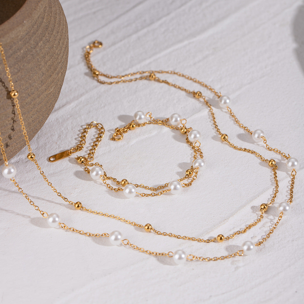 Damen Fußkettchen mit eleganten Perlen und hypoallergener Edelstahlverarbeitung Shop Nory