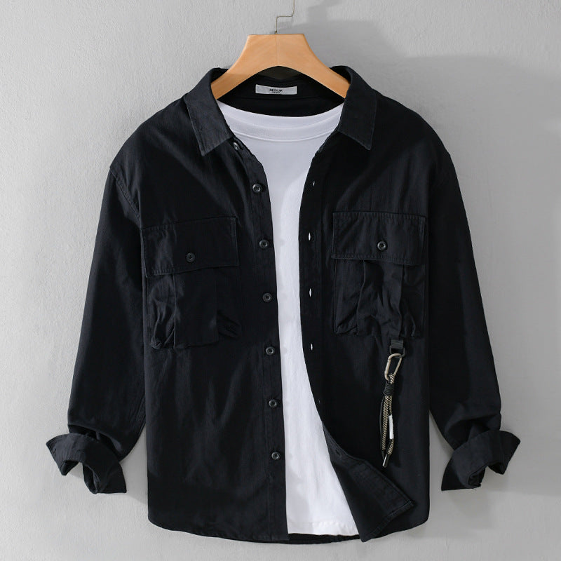 Herren Utility-Overshirt mit Doppel-Brusttaschen und Karabinerdetail Shop Nory
