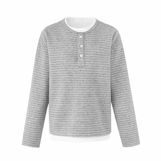 Damen Gestreiftes Langarm-Henley-Shirt mit Knopfleiste und Lagenlook Shop Nory