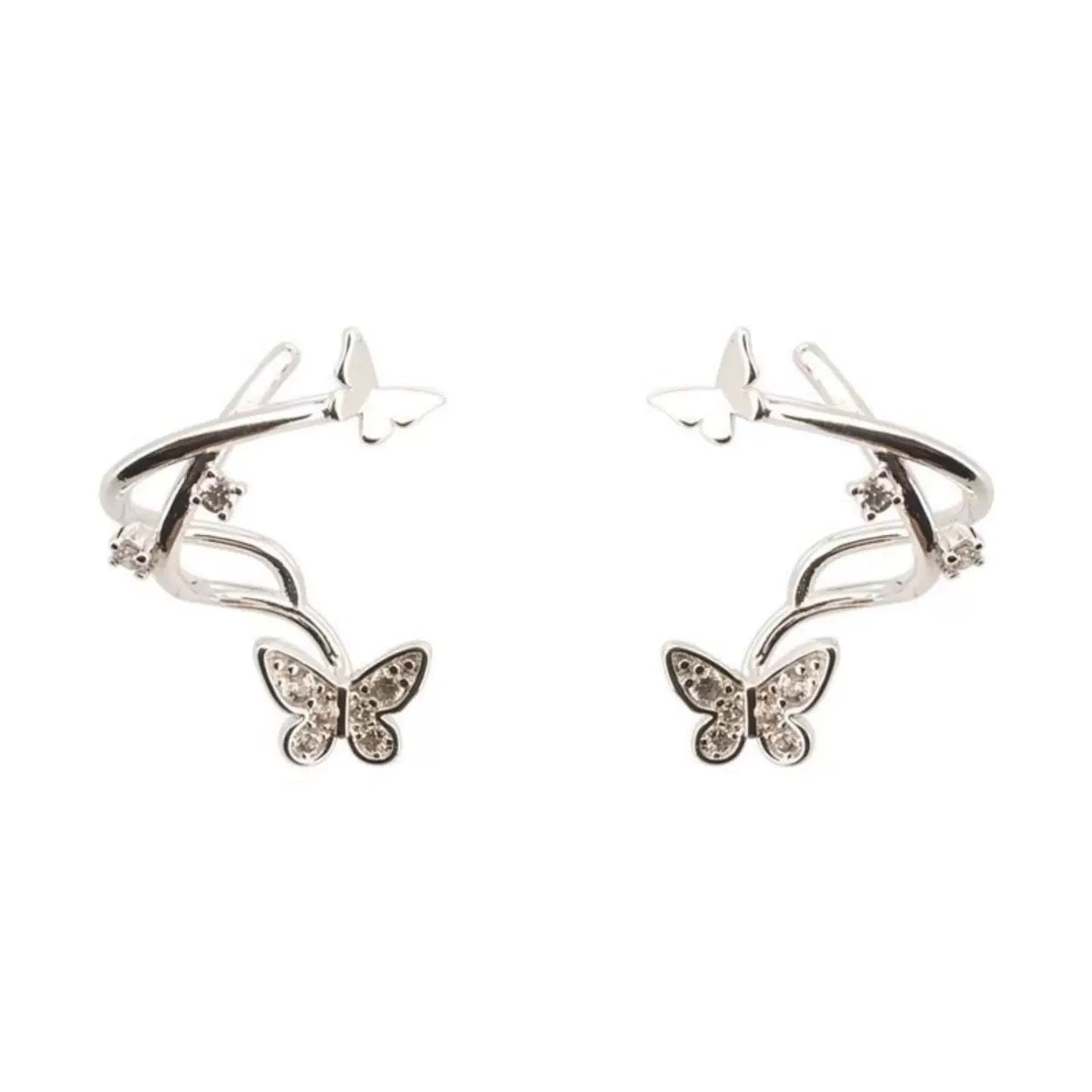 Damen Ohrringe mit glitzernden Schmetterlingen und elegantem Twist-Design Shop Nory