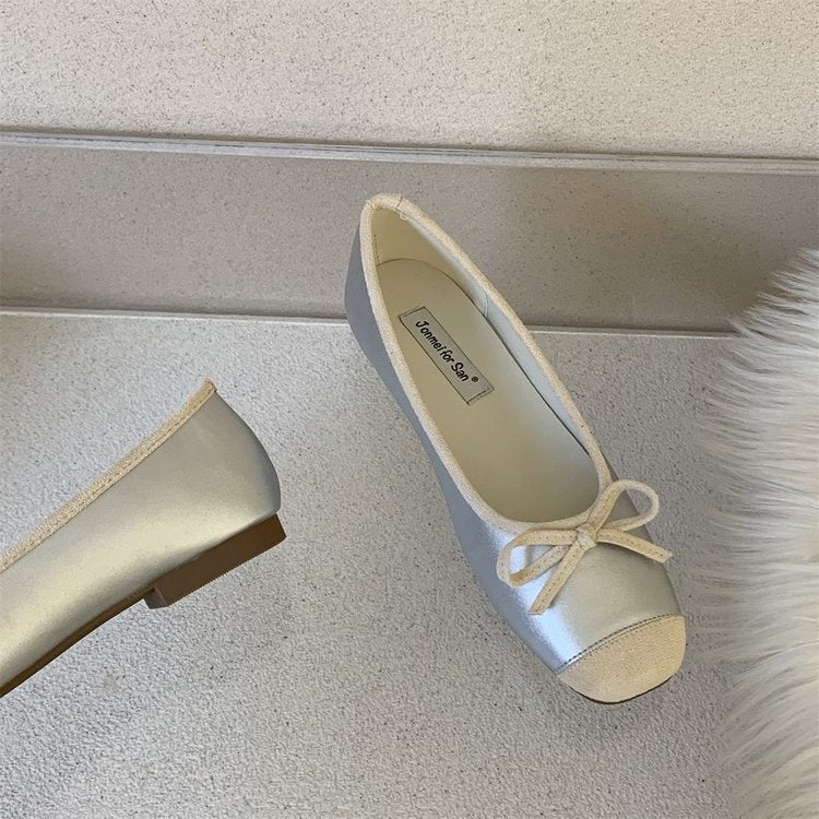Damen Elegante Ballerinas mit modischem Schleifenakzent und weichem Fußbett