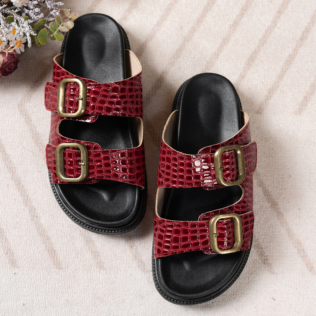 Damen Komfortable Sandalen mit modischen Schnallenapplikationen Shopnory