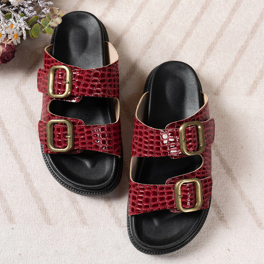 Damen Komfortable Sandalen mit modischen Schnallenapplikationen Shopnory