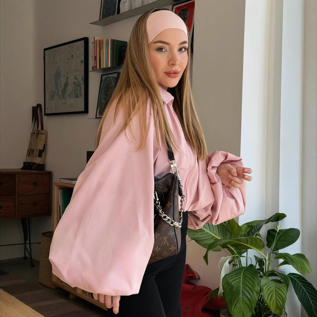 Damen Kurzcape mit Volumenärmeln, Reißverschluss und gerafftem Saum Shop Nory