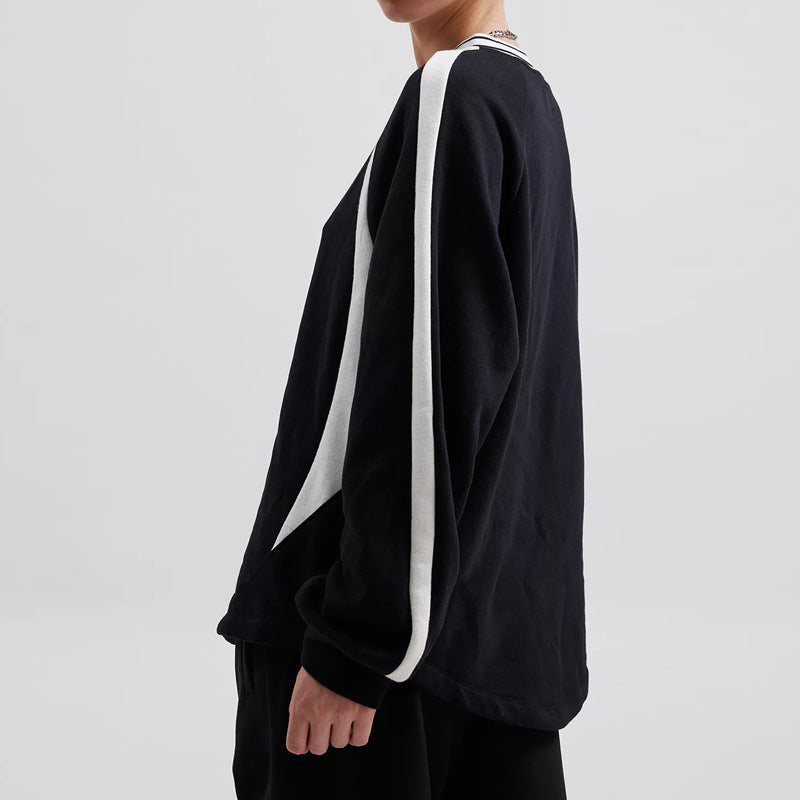 Damen Oversize Sweatshirt mit Raglanärmeln und Kontraststreifen Shop Nory