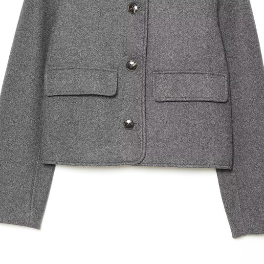 Damen Kurzjacke aus Wollmix mit Hemdkragen, aufgesetzten Pattentaschen und kastiger Cropped‑Silhouette Shop Nory
