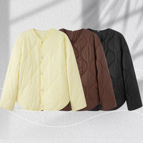 Damen Steppjacke mit Oversize‑Schnitt, Rundhals und geschwungenem Saum Shop Nory
