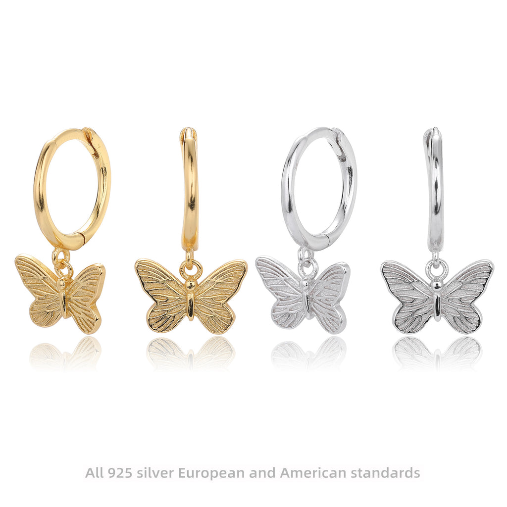 Damen Ohrhänger mit filigranem Schmetterlingsanhänger aus hochwertigem 925 Sterling Silber Shop Nory