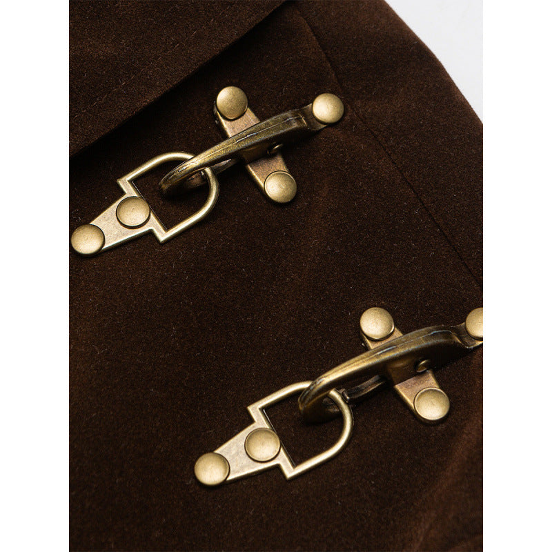 Herren Kurzjacke aus Velourslederoptik mit dekorativen Schulter-Schnallen und verdecktem Reißverschluss Shop Nory