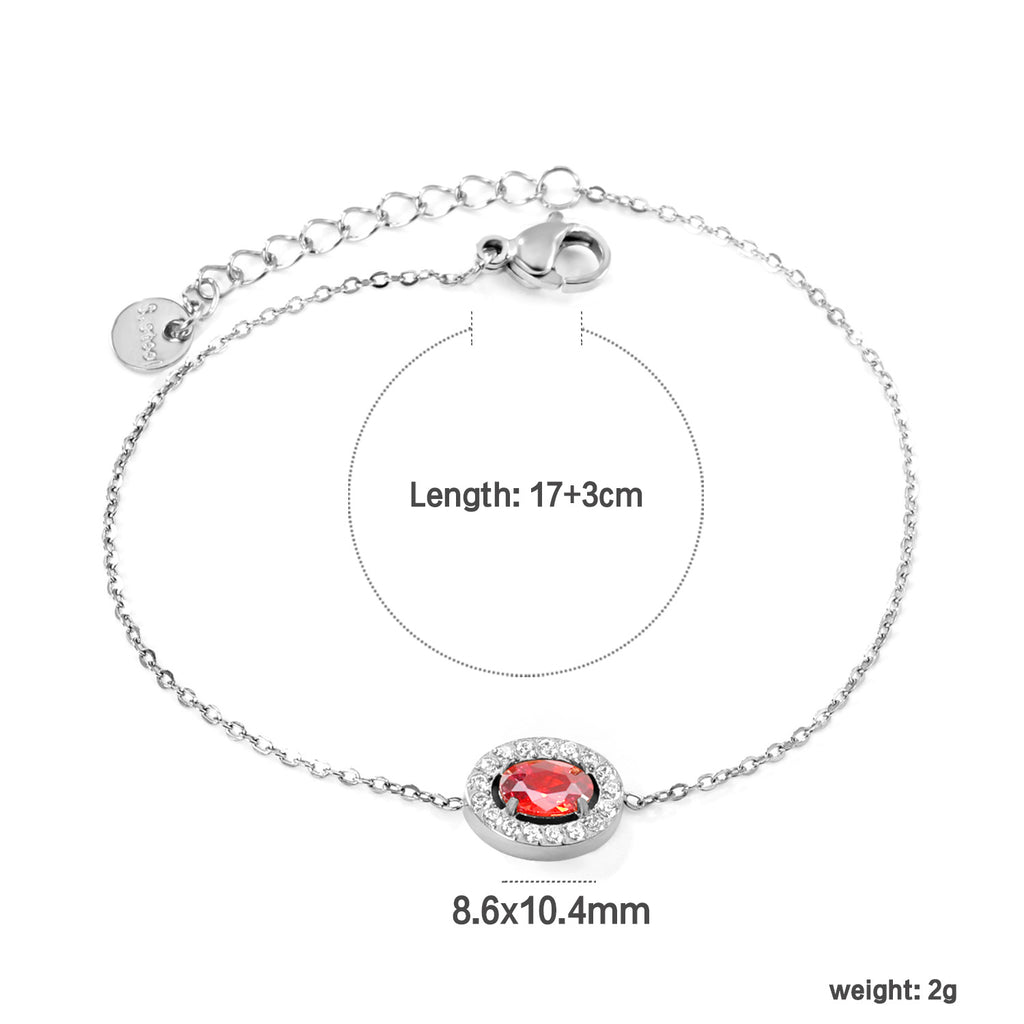 Damen Armband mit funkelndem rotem Kristallanhänger und filigranem Kettendesign Shop Nory