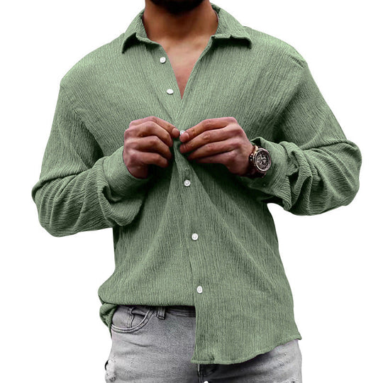 Herren lässiges Langarmhemd mit strukturiertem GewShopnorye und modernem Look