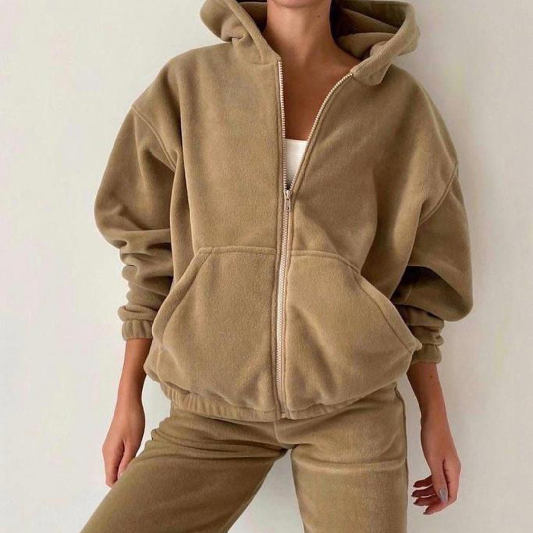 Damen oversized Hoodie mit Kängurutasche und Cargo-Jogginghose Set Shop Nory