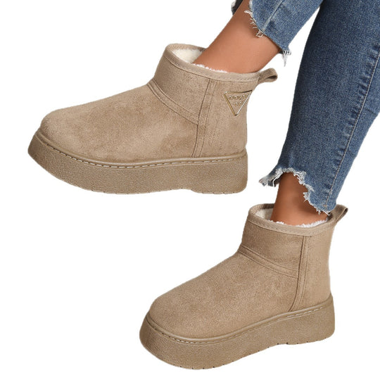 Damen Gefütterte Plateau‑Stiefeletten aus Wildlederoptik mit Teddyfutter Shop Nory