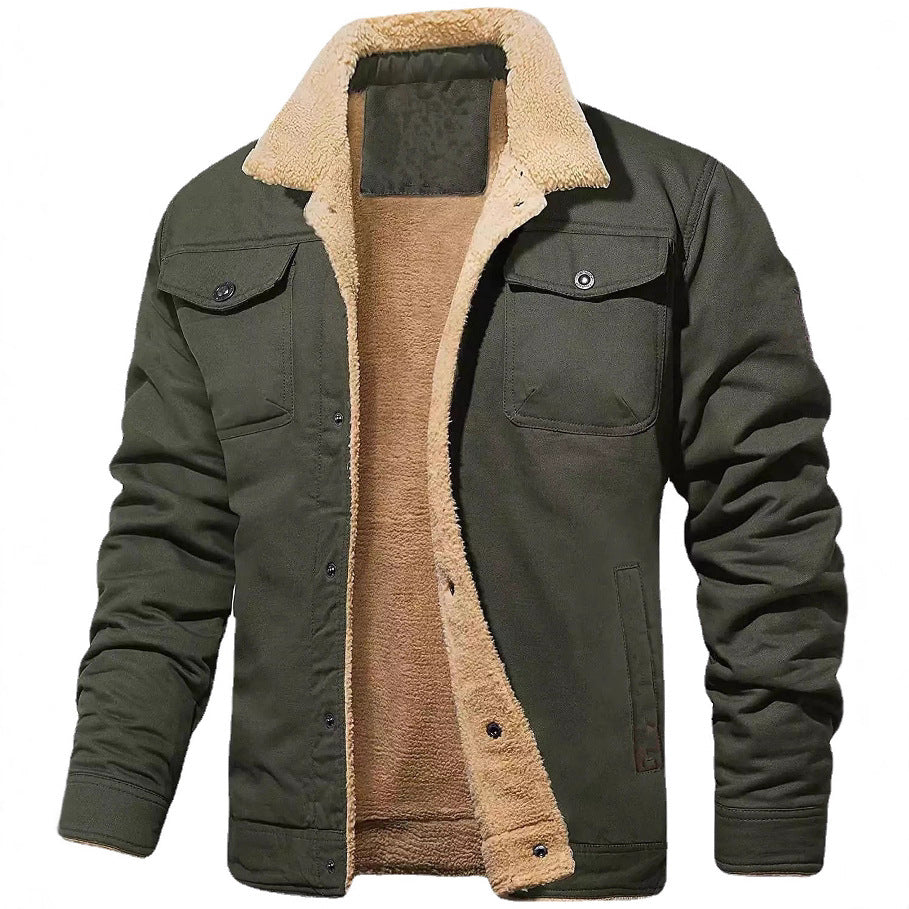 Herren gefütterte Steppjacke im Utility-Stil mit warmem Innenfutter