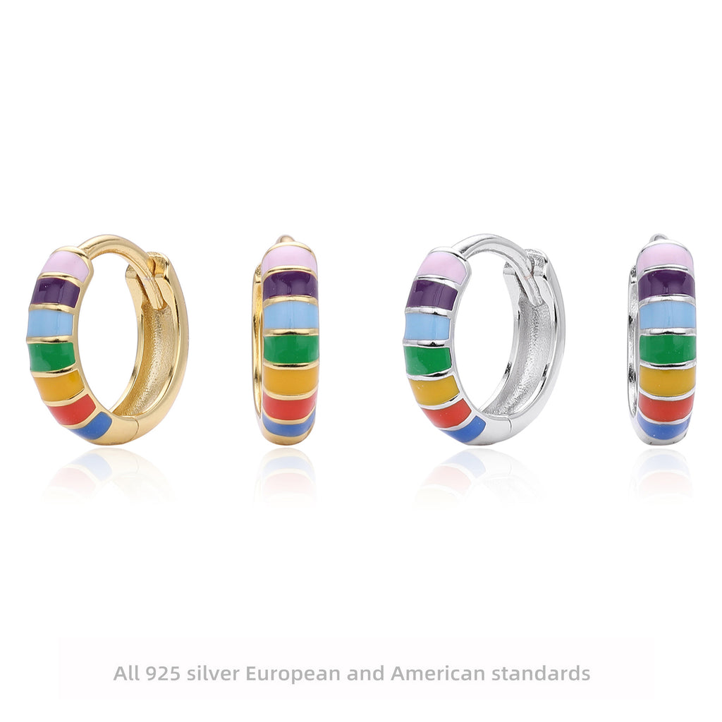 Damen Creolen mit bunten Emaille-Akzenten und hochwertiger 925 Sterling Silberfassung Shop Nory