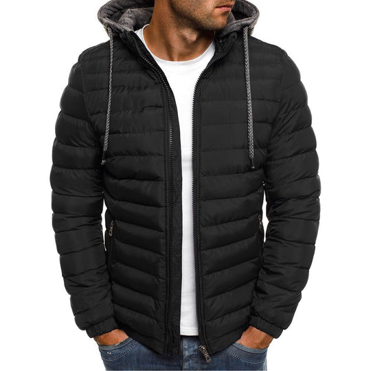 Herren leichte Steppjacke mit Kapuze und seitlichen Reißverschlusstaschen