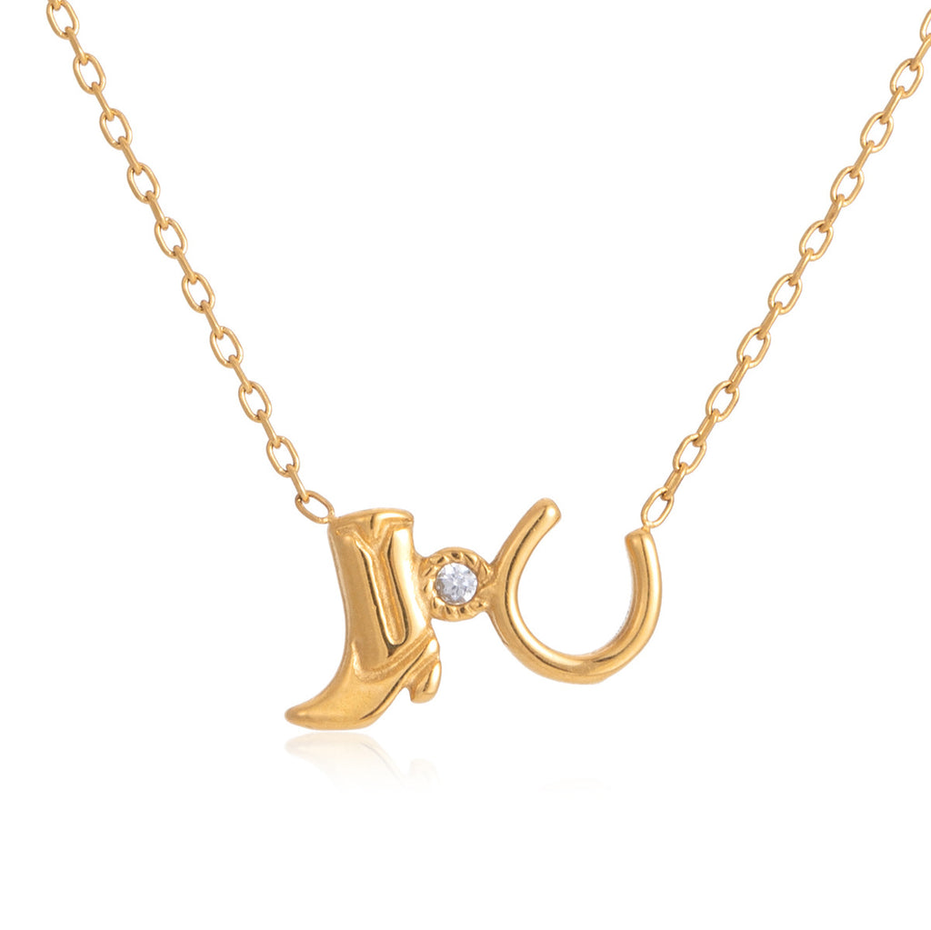 Damen Halskette mit stilvollem Stiefelanhänger und elegantem Zirkoniabesatz Shop Nory