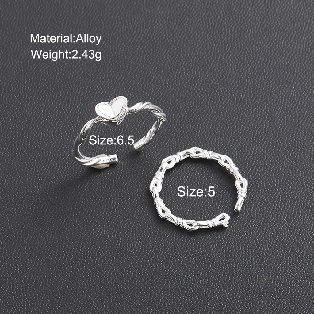 Damen Ring-Set mit filigranen Herz- und Strukturdesigns Shop Nory