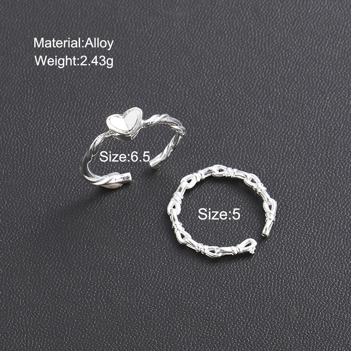 Damen Ring-Set mit filigranen Herz- und Strukturdesigns Shop Nory