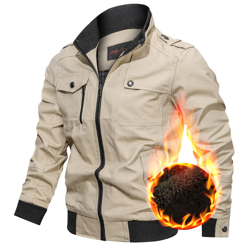 Herren Canvas-Fieldblouson mit wärmender Teddyfleece-Innenlage, Schulterepauletten und Rippenbündchen Shop Nory